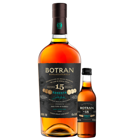 Ron Botran 15 años Botella + Miniatura Botran 18